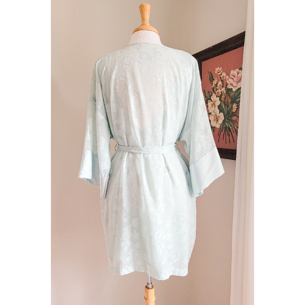Vintage Sheer Floral Two Piece Robe & Slip Matching Set L.A. Intimates Nightgown - Picture 13 of 16